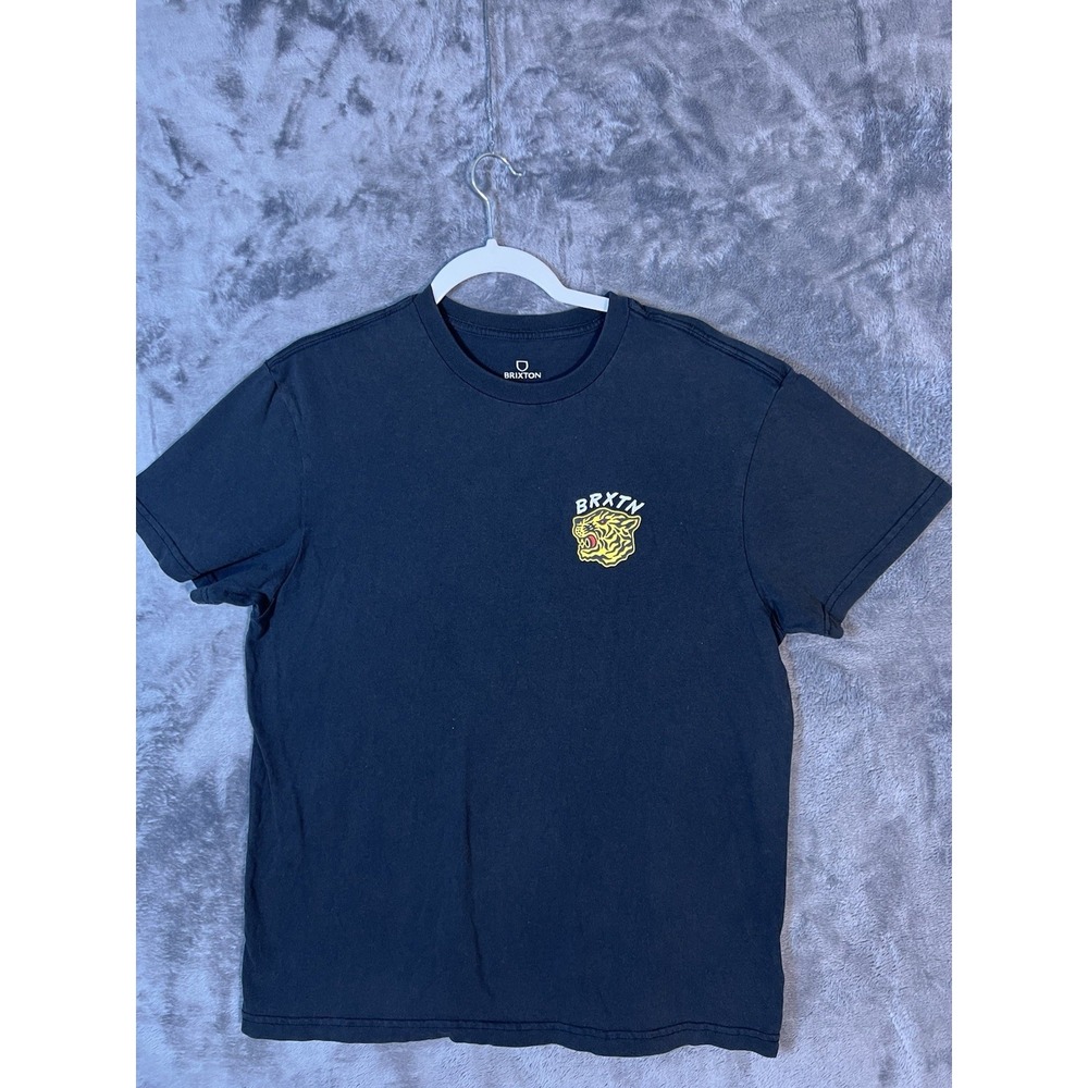 Brixton Mens Tiger Graphic T-Shirt Black Worn Wash Standard Fit Medium BRXTN